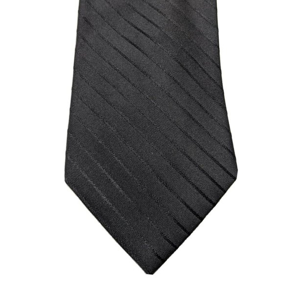 Van Heusen Other - Van Heusen All Black Style Striped Silk Necktie